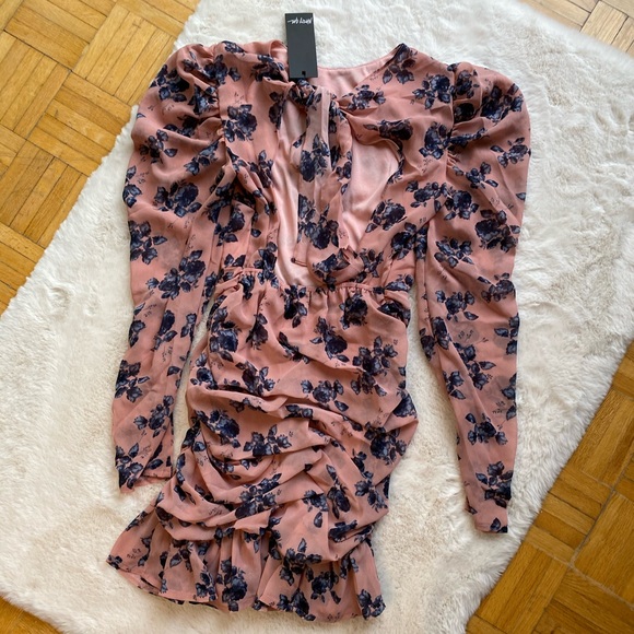 New With Tags Pink Floral Chiffon Dress - Picture 4 of 4